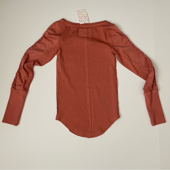 We the Free Daisy Ribbed Braided Cotton Braided long sleeve top sun sand - XS - Picture 9 of 9